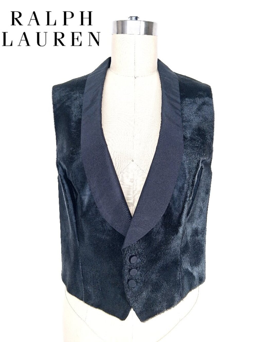 RALPH LAUREN Pony Hair Calf Vest Silk Shawl Collar Black Western Tuxedo SZ 6 NWT